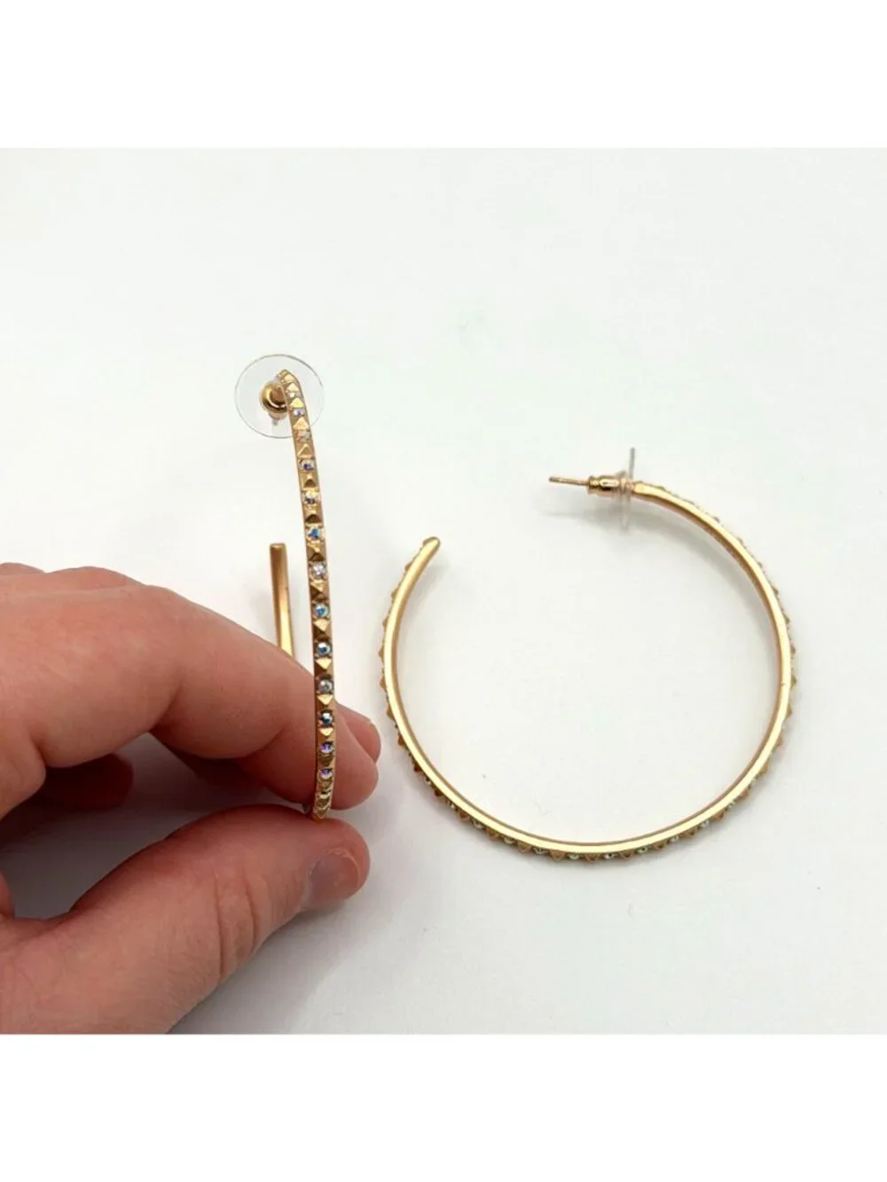 Kendra Scott Veronica Hoop Earrings Rose Gold Crystal Accents